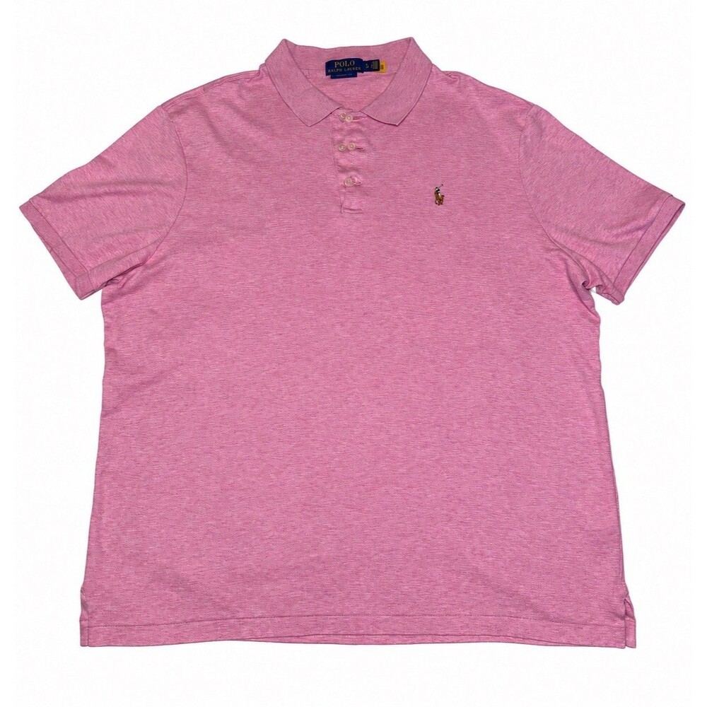 Polo Ralph Lauren Mens XL Classic Fit Pink Heather Polo Shirt 100% Cotton